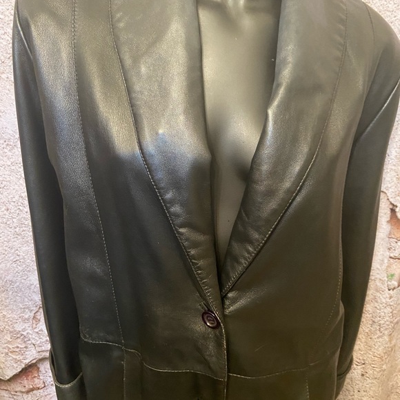 Bod & Christensen Long Black Leather Jacket - Picture 7 of 11